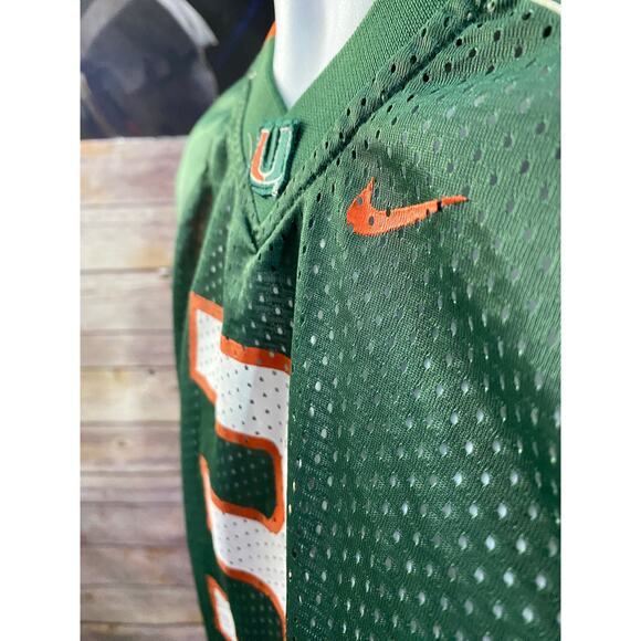 University of Miami Hurricanes #3 Jersey Nike Size Large Green Orange White - Picture 9 of 9